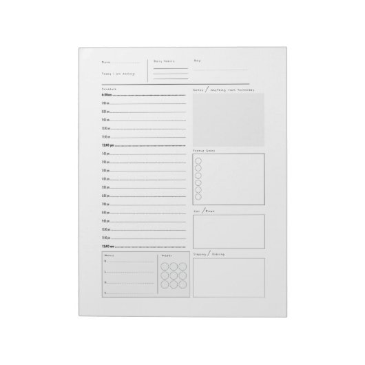 Dagelijks plannerblok notitieblok (Linkerzijde)
