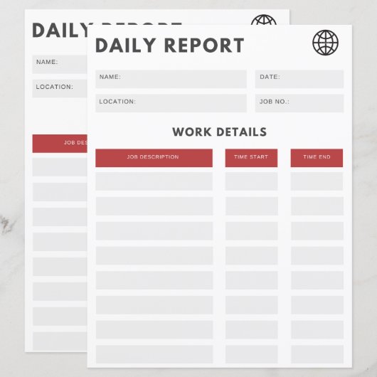 Dagelijks rapport (Voorkant / Achterkant)