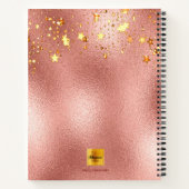Dagelijks roos goud floraal goud geometrisch monog notitieboek (Achterkant)