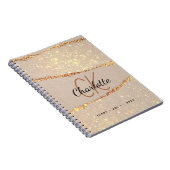 Dagelijks roos goud glitter agate marmer monogram notitieboek (Rechterzijde)