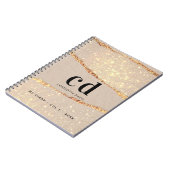 Dagelijks roos goud glitter agate marmer monogram  notitieboek (Linkerzijde)