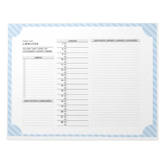 Dagelijks schema in het Spaans met werkwijzen Notitieblok