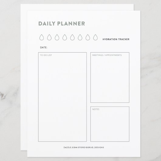 Dagelijks schema voor planners om de organisator v (Voorkant / Achterkant)