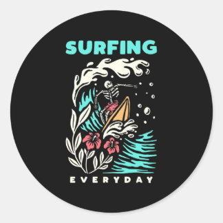 Dagelijks surfen ronde sticker