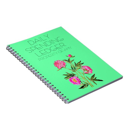 Dagelijks uitgegeven Ledger Peonies Financieel Not Notitieboek (Rechterzijde)