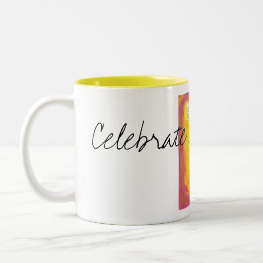 Dagelijks vieren! tweekleurige koffiemok (Links)