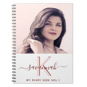 Dagelijkse aangepaste foto witte rozen gouogram notitieboek (Voorkant)