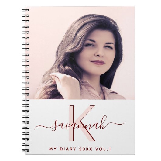 Dagelijkse aangepaste foto witte rozen gouogram notitieboek (Voorkant)