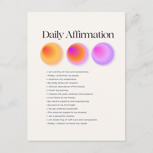 dagelijkse affirmaties briefkaart (Voorkant)