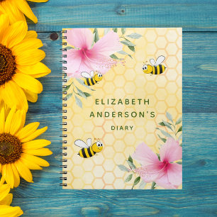 Dagelijkse bijenhoningraat roze florals college be notitieboek