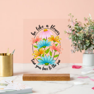 Dagelijkse bloem gezicht woord kunst inspiratie acryl bord