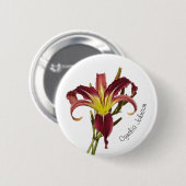 Dagelijkse bloem / spinlat Lily / Bourgogne & geel Ronde Button 5,7 Cm (Voorkant /achterkant)