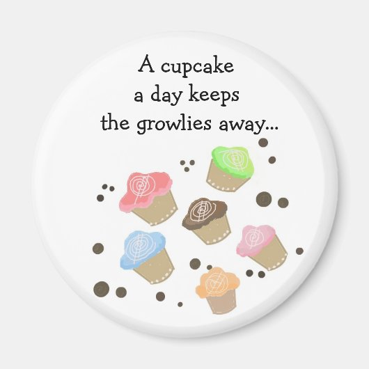 Dagelijkse Cupcake Spreuk Magneet (Voorkant)