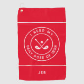 Dagelijkse dosis ijzer Monogram rood Golfhanddoek (Voorkant)