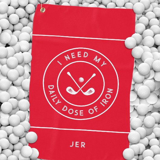 Dagelijkse dosis ijzer Monogram rood Golfhanddoek