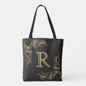 Dagelijkse elegantie: gepersonaliseerd gouden mono tote bag (Achterkant)