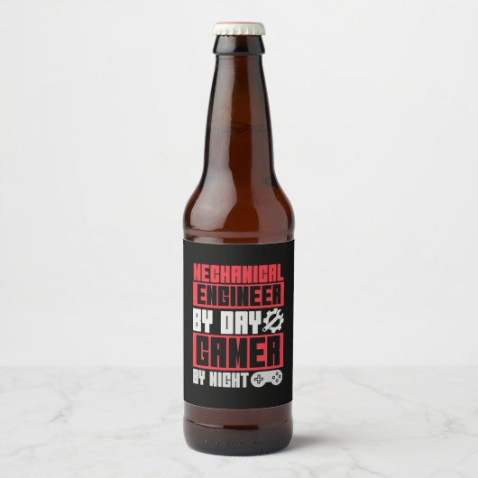 Dagelijkse gamer 's nachts technicus bier etiket (Voorkant)