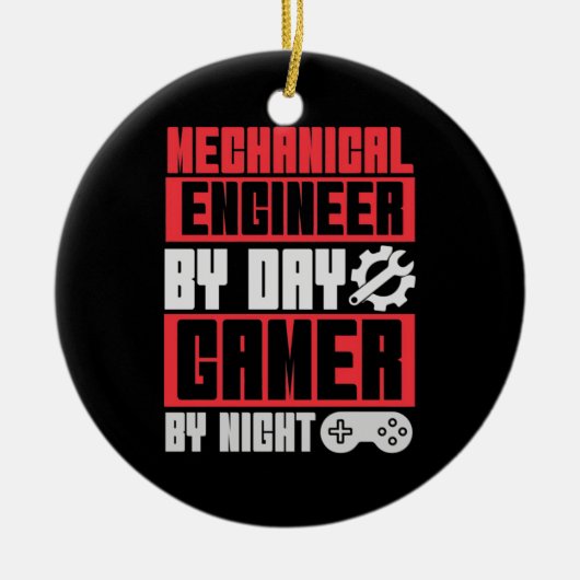 Dagelijkse gamer 's nachts technicus keramisch ornament (Voorkant)