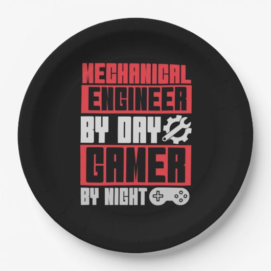 Dagelijkse gamer 's nachts technicus papieren bordje (Voorkant)