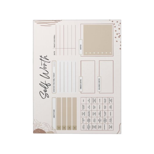 Dagelijkse geestelijke gezondheid 8,5 x 11 Notitie Notitieblok (Linkerzijde)