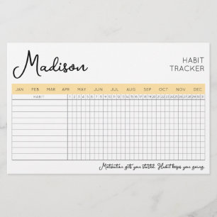 Dagelijkse gewoonte tracker met naam dubbelzijdige briefpapier