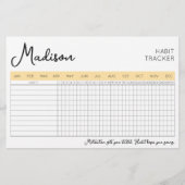 Dagelijkse gewoonte tracker met naam dubbelzijdige briefpapier (Achterkant)