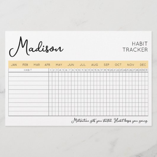 Dagelijkse gewoonte tracker met naam dubbelzijdige briefpapier (Achterkant)