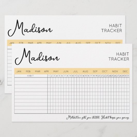 Dagelijkse gewoonte tracker met naam dubbelzijdige briefpapier (Voorkant / Achterkant)