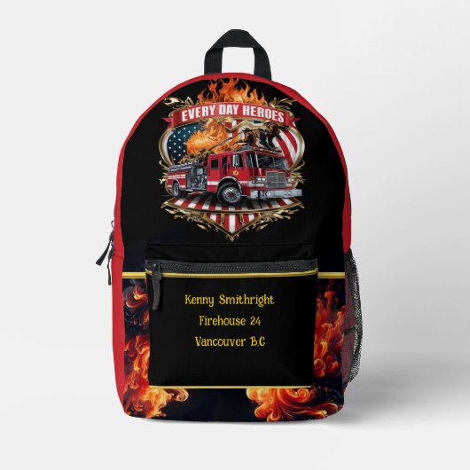 Dagelijkse helden Amerikaanse brandweerlieden in a Bedrukte Rugzak (Voorkant)