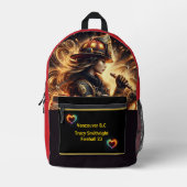 Dagelijkse helden brandweerlieden gouden vlam bedrukte rugzak (Voorkant)