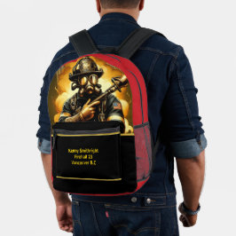 Dagelijkse helden brandweerlieden lossen op bedrukte rugzak