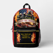 Dagelijkse helden Brandweerlieden redden auto in v Bedrukte Rugzak (Voorkant)