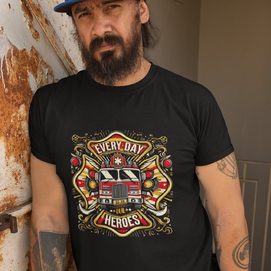 Dagelijkse helden brandweerwagen t-shirt