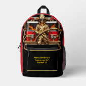 Dagelijkse helden gouden brandweerman bedrukte rugzak (Voorkant)