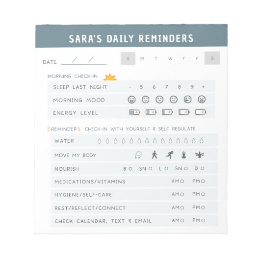 Dagelijkse herinneringen ADHD-Notitieblok Notitieblok (Voorkant)