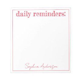 Dagelijkse herinneringen eenvoudig aangepast rood notitieblok