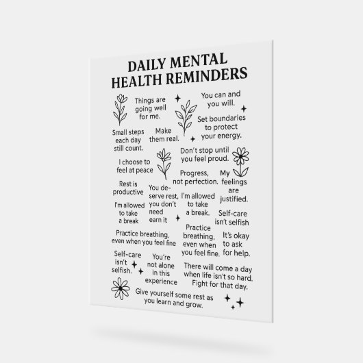 Dagelijkse herinneringen voor geestelijke gezondhe acryl bord (Hoek)