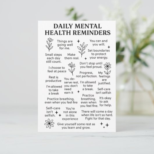 Dagelijkse herinneringen voor geestelijke gezondhe bedankkaart (Staand voorkant)