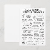 Dagelijkse herinneringen voor geestelijke gezondhe bedankkaart (Voorkant / Achterkant)
