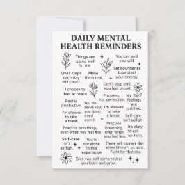 Dagelijkse herinneringen voor geestelijke gezondhe bedankkaart