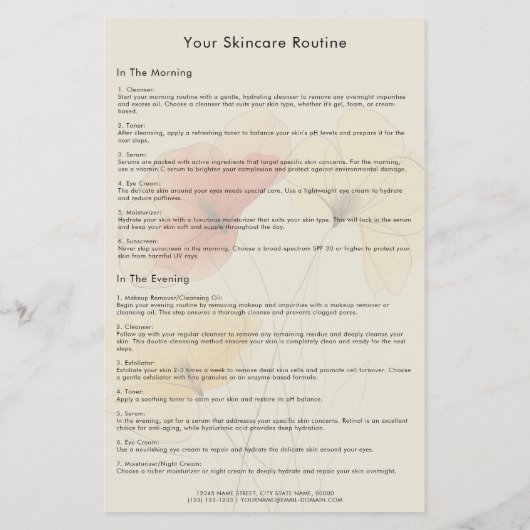 Dagelijkse huidverzorging Routine Planner Beauty L Flyer (Achterkant)