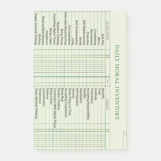 Dagelijkse Kaart van de Morele Inventaris Post-it Post-it® Notes (Voorkant)