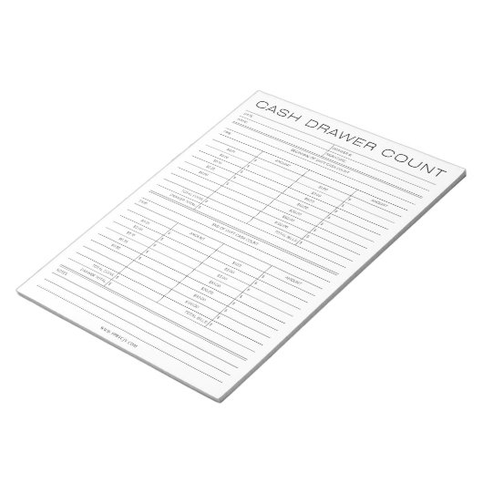 Dagelijkse kasregisterlade-telstaat notitieblok (Schuin)