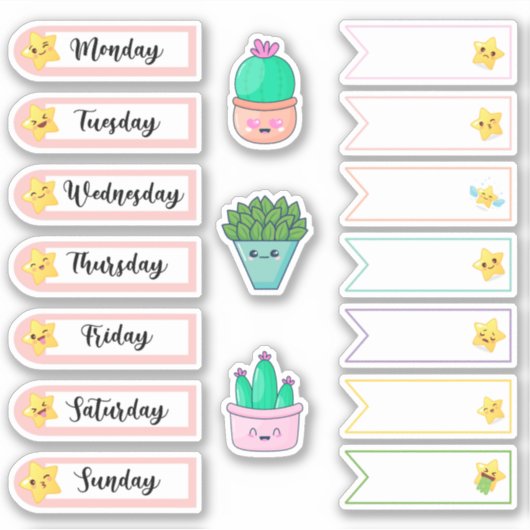 Dagelijkse Kawaii Star-Stickers voor planners Sticker (Voorkant)