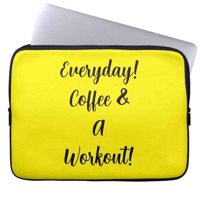 Dagelijkse koffie & een workout laptop sleeve (Voorkant)