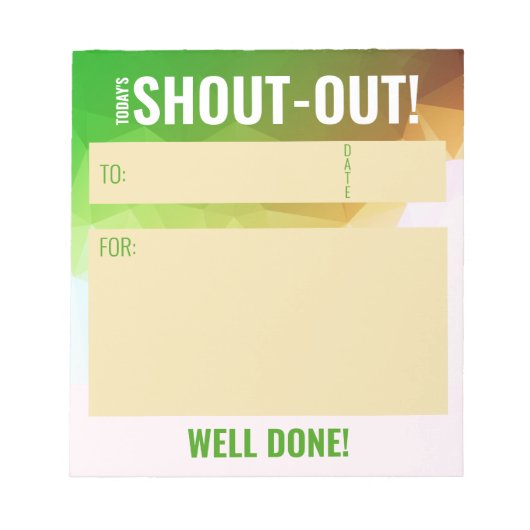 Dagelijkse kudos roepen op tot herkenning van werk notitieblok (Voorkant)