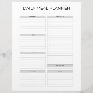 Dagelijkse maaltijdplanner Eenvoudig minimalisti Briefhoofd