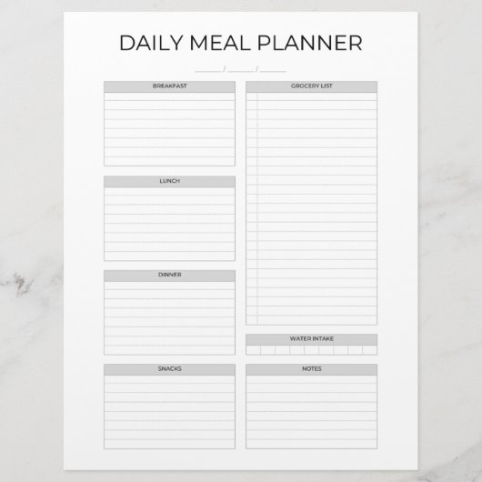 Dagelijkse maaltijdplanner | Eenvoudig minimalisti Briefhoofd (Voorkant)