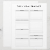 Dagelijkse maaltijdplanner | Eenvoudig minimalisti Briefhoofd (Voorkant / Achterkant)