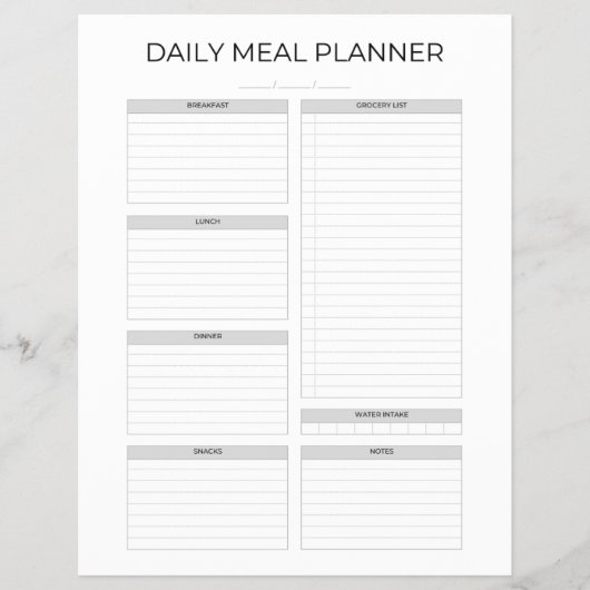 Dagelijkse Maaltijdplanner | Eenvoudig Minimalisti Flyer (Voorkant)